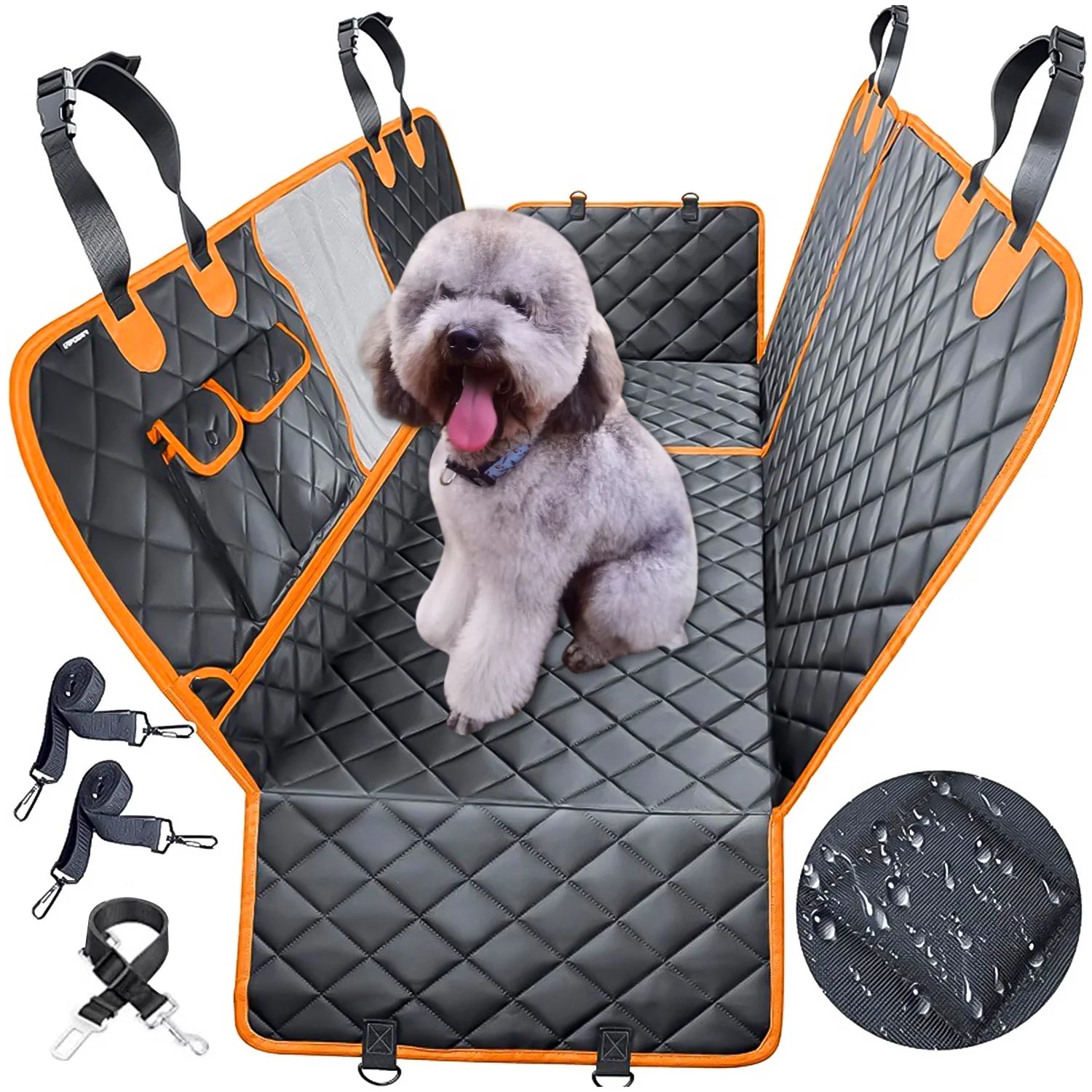 600D Heavy Dog Seat Cover for Back Seat, Durable Large Dog Car Seat Cover with 2 Seat Belts, Back Seat Cover for Travel Pet Supplies, 100% Waterproof Dog Hammock for Car, SUV, Truck