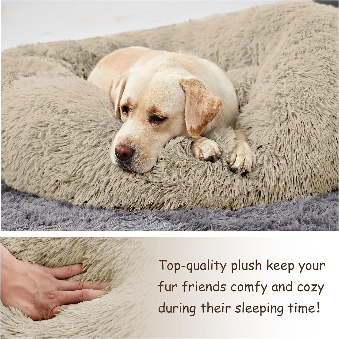 Washable Dog round Bed Large Dogs, Donut Dog Bed Medium Dog, Comfy Dog Calming Cuddler Bed